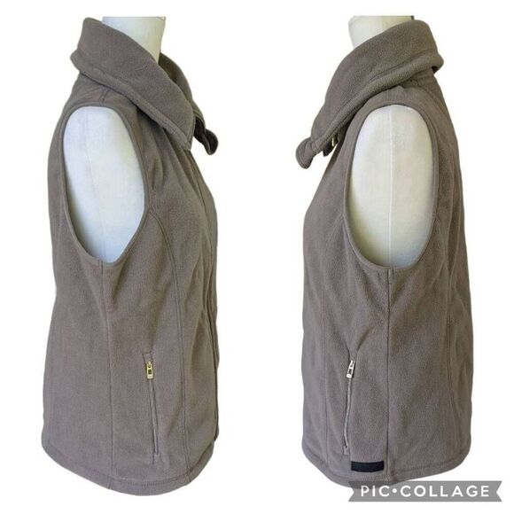 Calvin Klein Performance Women Tan Brown Full Zip Fleece Vest Pockets Size L - Picture 6 of 9